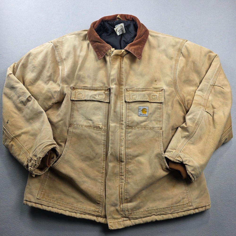 Carhartt C03 BRN Arctic Coat Brown Made in USA Mens‎ 48 Regular Distressed